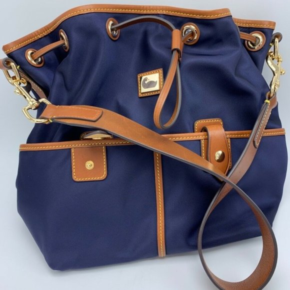 Dooney & Bourke Handbags - Dooney & Bourke Navy Drawstring Bucket Bag Shoulder Handbag